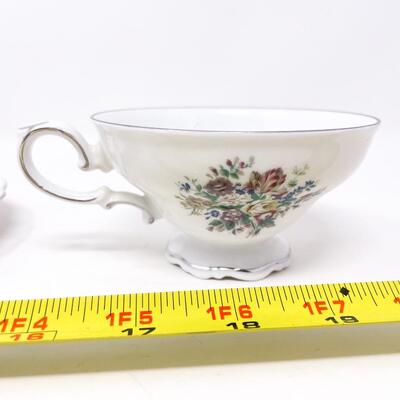 CROWN BAVARIA, GERMANY FLORAL TEACUP & SAUCER
