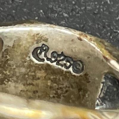 925 STERLING SILVER RING W/ ORANGE STONE - SIZE 9.5