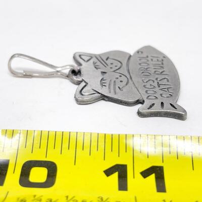 GANZ â€œDOGS DROOL, CATS RULE!â€ METAL COLLAR TAG