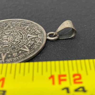 925 STERLING SILVER MEXICO AZTEC CALENDAR PENDANT