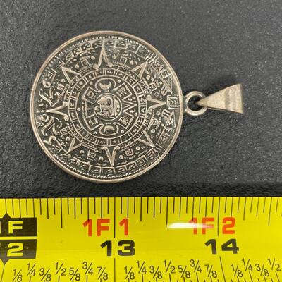 925 STERLING SILVER MEXICO AZTEC CALENDAR PENDANT