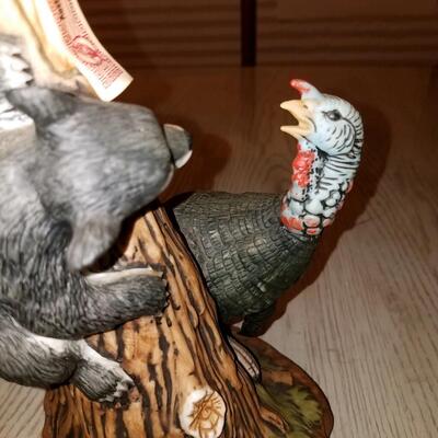 Vintage Austin Nichols Wild Turkey and Bears No. 9 large porcelain decanter
