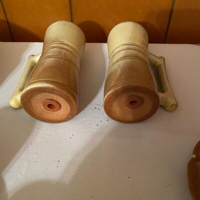 Set of vintage Frankoma pottery dinnerware with salt & pepper shakers