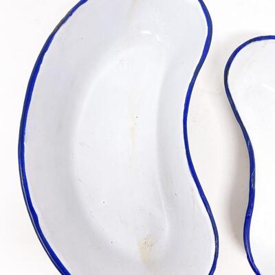 VINTAGE KIDNEY SHAPED ENAMEL TRAYS - AUSTRIA