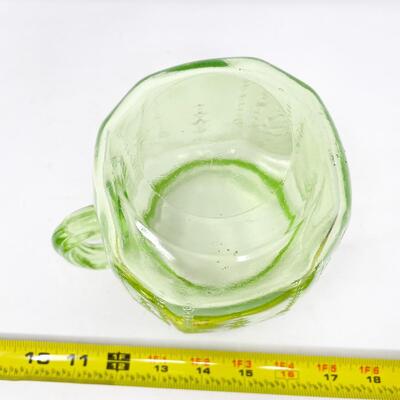 VINTAGE URANIUM GREEN GLASS PITCHER