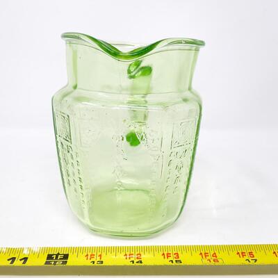 VINTAGE URANIUM GREEN GLASS PITCHER