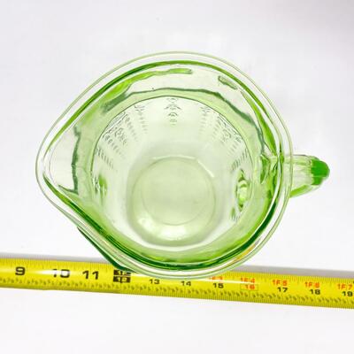 VINTAGE URANIUM GREEN GLASS PITCHER