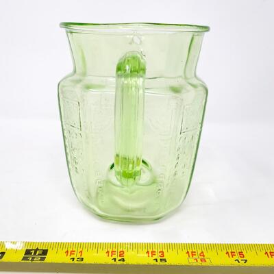 VINTAGE URANIUM GREEN GLASS PITCHER
