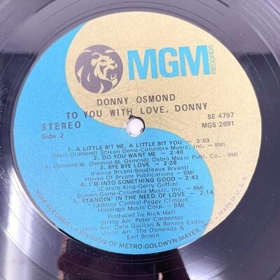 DONNY OSMOND â€œTO YOU WITH LOVE, DONNYâ€ VINYL RECORD