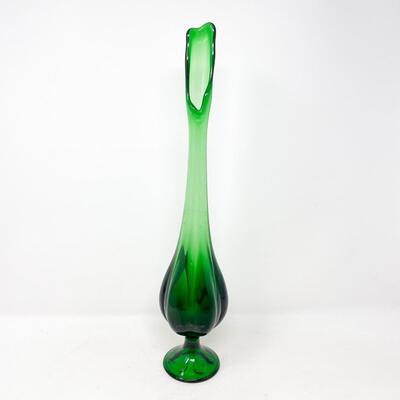 VINTAGE VIKING GREEN GLASS SWUNG VASE