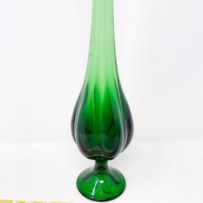VINTAGE VIKING GREEN GLASS SWUNG VASE