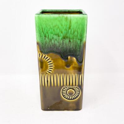 VINTAGE 7â€ CAFFCO RECTANGULAR CERAMIC VASE - JAPAN