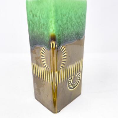VINTAGE 7â€ CAFFCO RECTANGULAR CERAMIC VASE - JAPAN