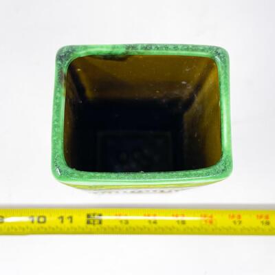 VINTAGE 7â€ CAFFCO RECTANGULAR CERAMIC VASE - JAPAN