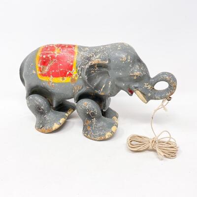 ANTIQUE ELEPHANT PULL BEHIND TOY - MISSING A PIECE