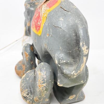 ANTIQUE ELEPHANT PULL BEHIND TOY - MISSING A PIECE
