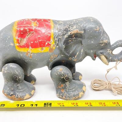 ANTIQUE ELEPHANT PULL BEHIND TOY - MISSING A PIECE