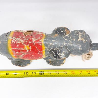 ANTIQUE ELEPHANT PULL BEHIND TOY - MISSING A PIECE