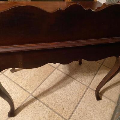 Wooden Queen Anne writing desk with upholstered stool - SEE DETAILS
