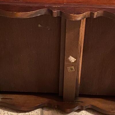 Wooden Queen Anne writing desk with upholstered stool - SEE DETAILS