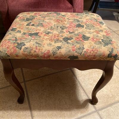 Wooden Queen Anne writing desk with upholstered stool - SEE DETAILS