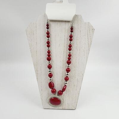 COLORS RED & SILVER TONED NECKLACE
