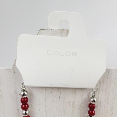 COLORS RED & SILVER TONED NECKLACE