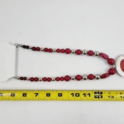 COLORS RED & SILVER TONED NECKLACE