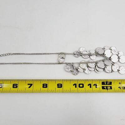 SILVER TONED METAL DANGLE NECKLACE