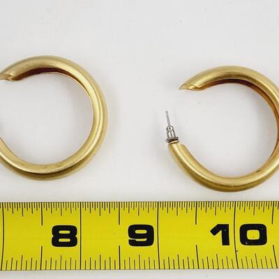 LARGE GOLD TONED HOOP EARRINGS