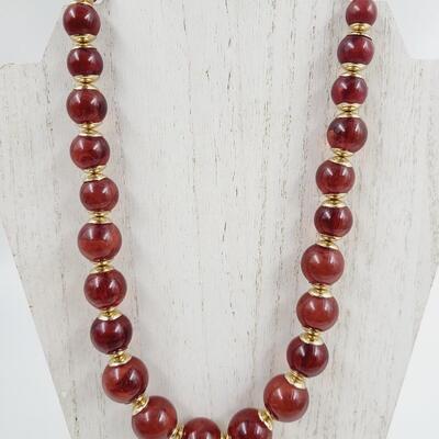 ELEGANT RED & GOLD TONED NECKLACE