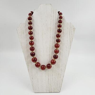 ELEGANT RED & GOLD TONED NECKLACE