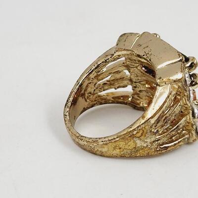 BEAUTIFUL FAUX JEWELED GOLD TONED RAINBOW RING
