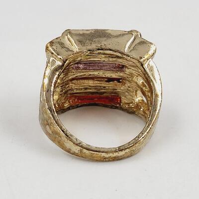 BEAUTIFUL FAUX JEWELED GOLD TONED RAINBOW RING