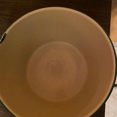 Vintage enamel bowl with handles