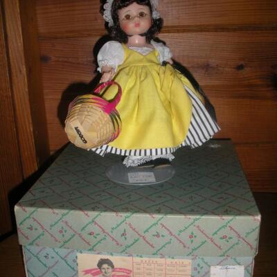 1965 Madame Alexander French Bent Knee 8" doll in original box with black label