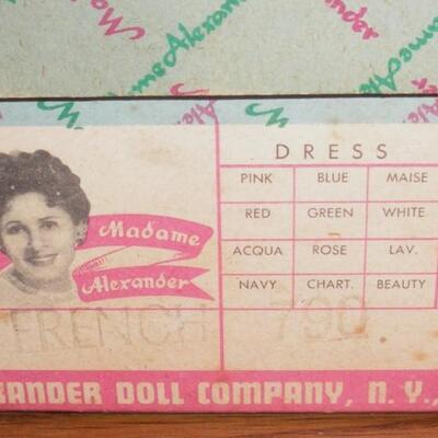 1965 Madame Alexander French Bent Knee 8" doll in original box with black label