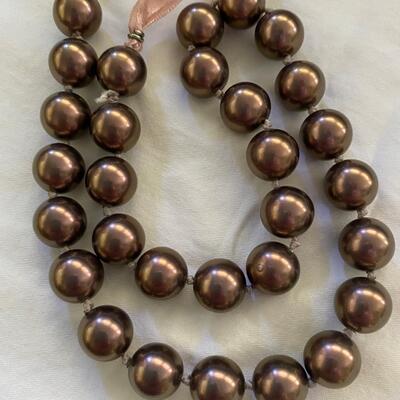 Tahitian cultured pearl necklace on satin ribbon