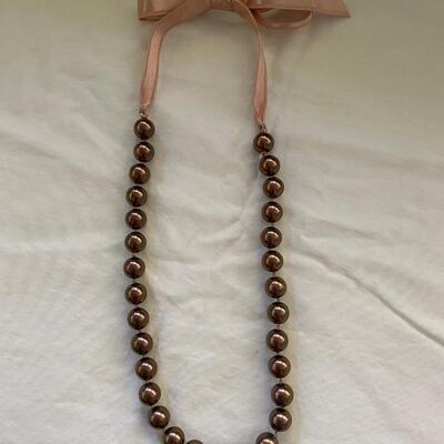 Tahitian cultured pearl necklace on satin ribbon