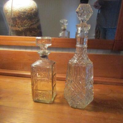 Two Glass Decanters with Stoppers