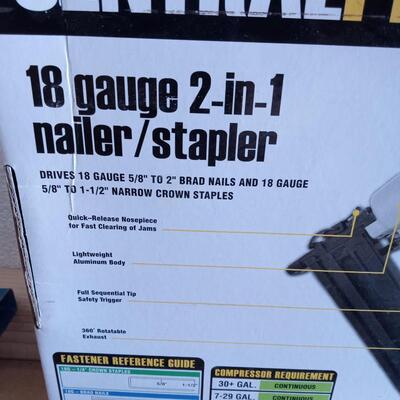 LOT 150  NEW PNEUMATIC NAILER/STAPLER, BRADS AND SOME HAND TOOLS