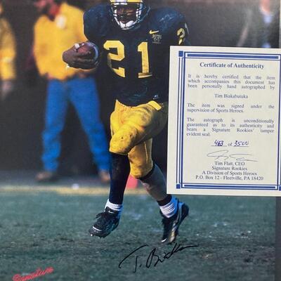 Tim Biakabutuka Autographed Michigan Signed 8x10 Limited Edition with Certificate