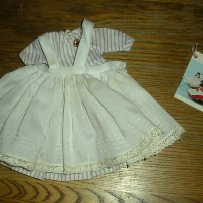 1974 Madame Alexander Alexanderkins Meg from Little Women Series Dress and Pinafore and orginal wrist tag.  No doll.