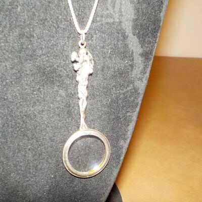 Sterling silver Magnifier glass necklace.