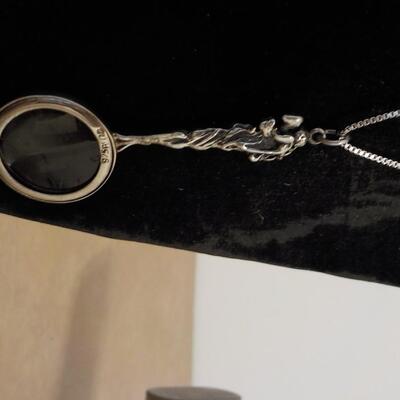 Sterling silver Magnifier glass necklace.