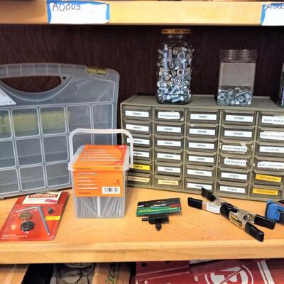 LOT 17  HARDWARE ORGANIZERS AND VARIETY OF HARDWARE