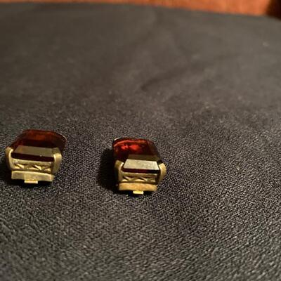 Art Deco sterling and amethyst earrings, clip