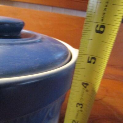 Pottery Butter Crock With Handle and Lid