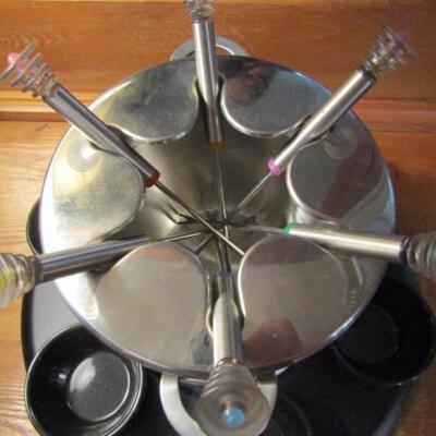 Fondue Set- Pot, Forks, Ramekins, and Stand