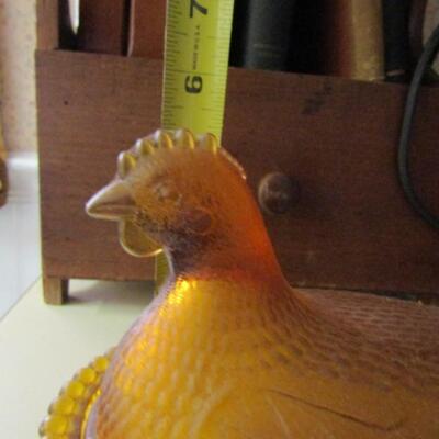 Vintage Amber Glass Nesting Hen